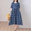 Elegant Women's Summer Dress Plus Size Casual Short Sleeve Vintage Loose Long Dress Summer Clothes