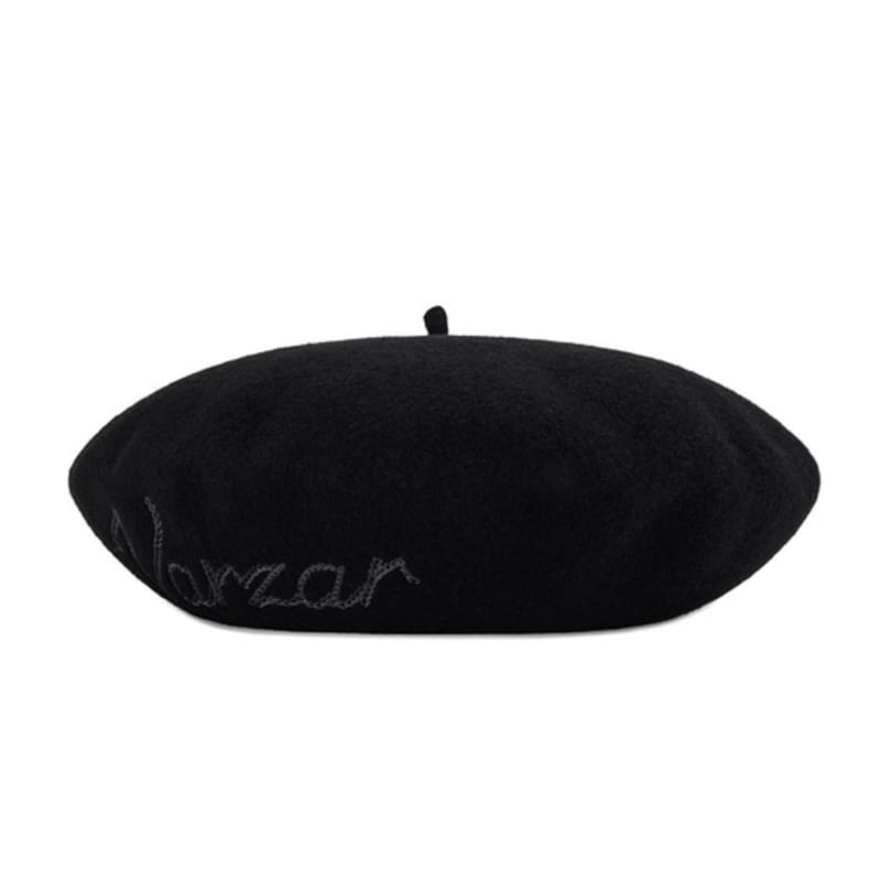 VARZAR Curvy Logo Wool Beret Black