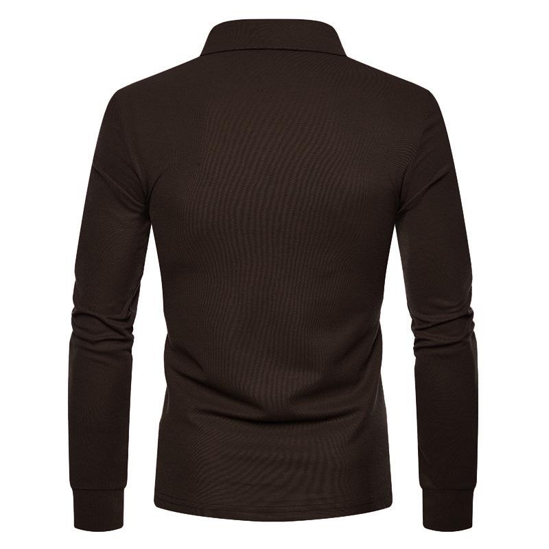 Autumn/Winter 2021 Men's Slim Fit Long Sleeve Polo with Color Turn-Down Collar