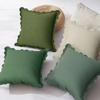 1pcs Cotton Embroidered Pillowcase with Wave Ruffle Trim Solid Bohemian Cushion Cover for Sofa Only Pillowcase