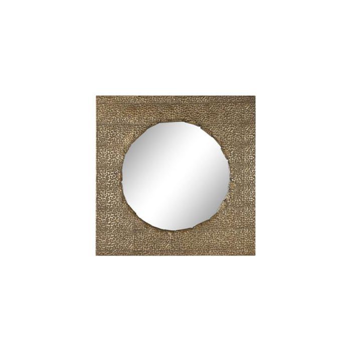 Miroir mural rond en métal - Home ESPRIT - 80x80 cm - Doré - Scintillant - Montage mural - Multicolore - Ronde
