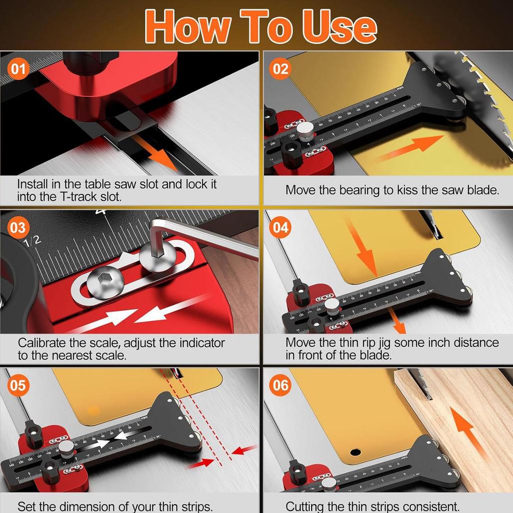 Thin Crack Table Saw Jig Guide 3 Pulleys Limiters for 3/8x3/4in U Slot 1/4x3/8in T Slot