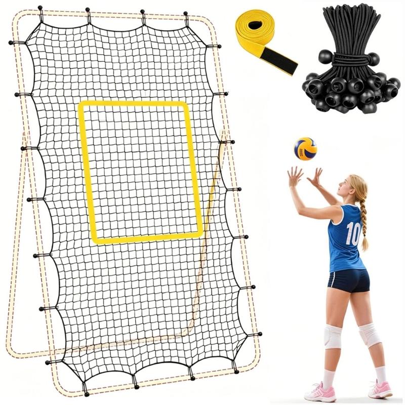 Rebounder Net for Ball Return Practice with a Clear Aiming Area, Polyester Construction and Edge Connection Points for School and Team Training
