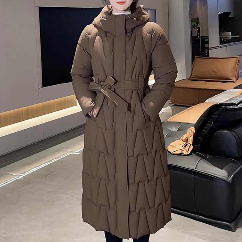 

Модний зимовий пальто великого розміру L-7XL для жінок, довгі парки з капюшоном, вільного крою, товсті, жіночі куртки з поясом L