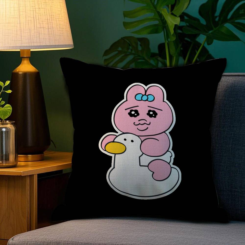 Kawaii O-Opanchu Usag Pillow Case Plush Fabric Soft Double Sided Print Sofa Cushion Cover Throw Pillow Covers