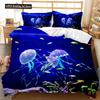 Jellyfish Duvet Cover Set Jellyfish Printed Comforter Cover For Teens Kids Ocean Theme Bedspread Sea Coral Polyester Quilt Cover