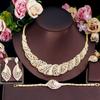 Full Diamond Zircon Bridal Banquet Set Chain Personalized Necklace Earrings Earrings Four-Piece Set