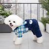 Leash Ring Dog Clothing Fuzzy Bear Jumpsuit Cute Plaid Outfit