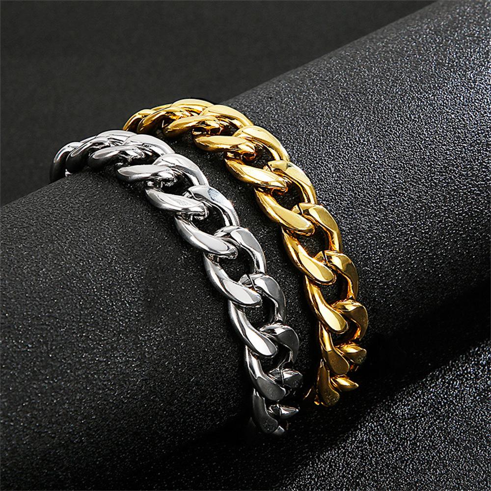 Punk 12mm Curb Cuban Link Chain Bracelet Male Gold Silver Color Stainless Steel Heavy Hand Chains For Men Party Jewelry Gift