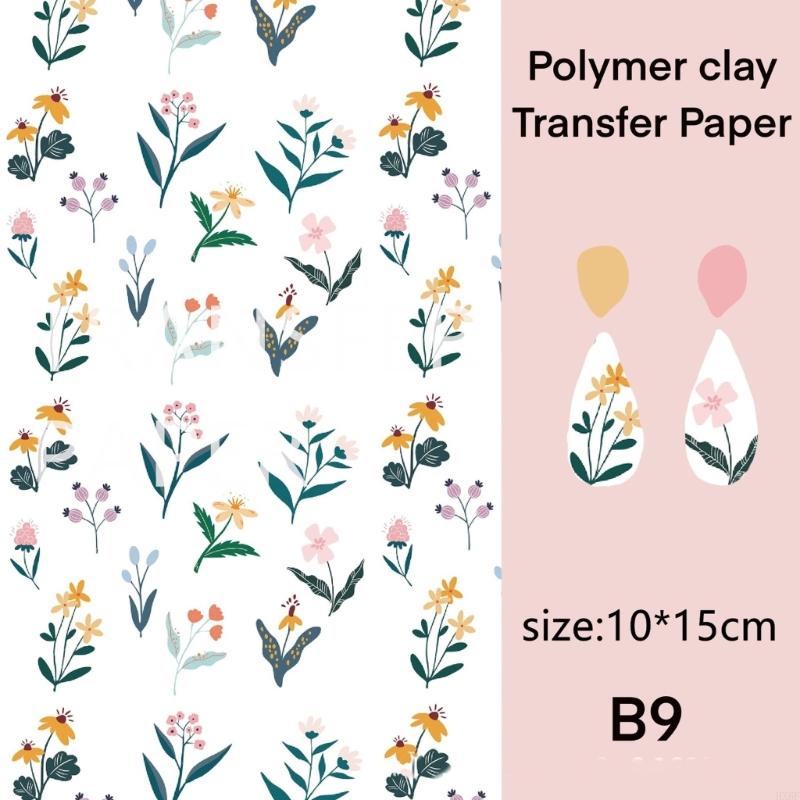 HX6F Artistic Clay Picture Transfers Delicate Earrings Designing Clay Transfer Paper with Floral Patterns