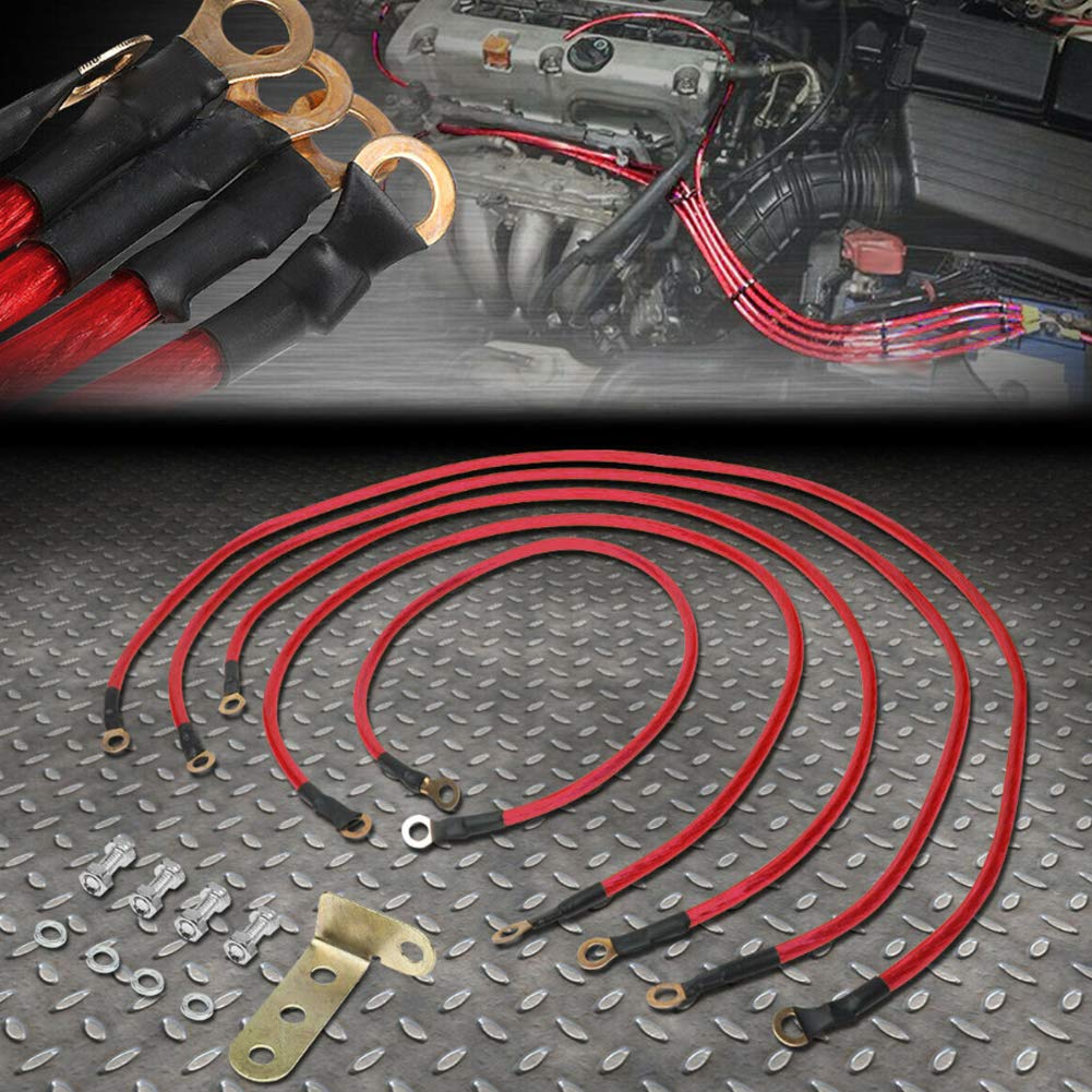 Automatický zemniaci kábel, Mosadzný koncový krúžok, Kábel, Vodivosť, 5 kusov pre automobily, Vylepšený