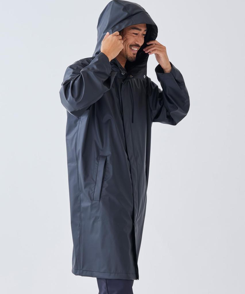 Aigle Official Waterproof Hooded Black Jacket, Long, Men's,