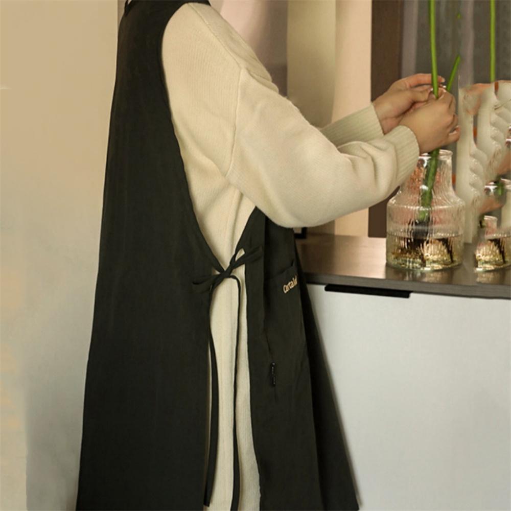 Anti-dirty Long Vest Waterproof Kitchen Apron with Pockets Women's Painting Cooking Working Pinafore Nail Salon Beauty Apron