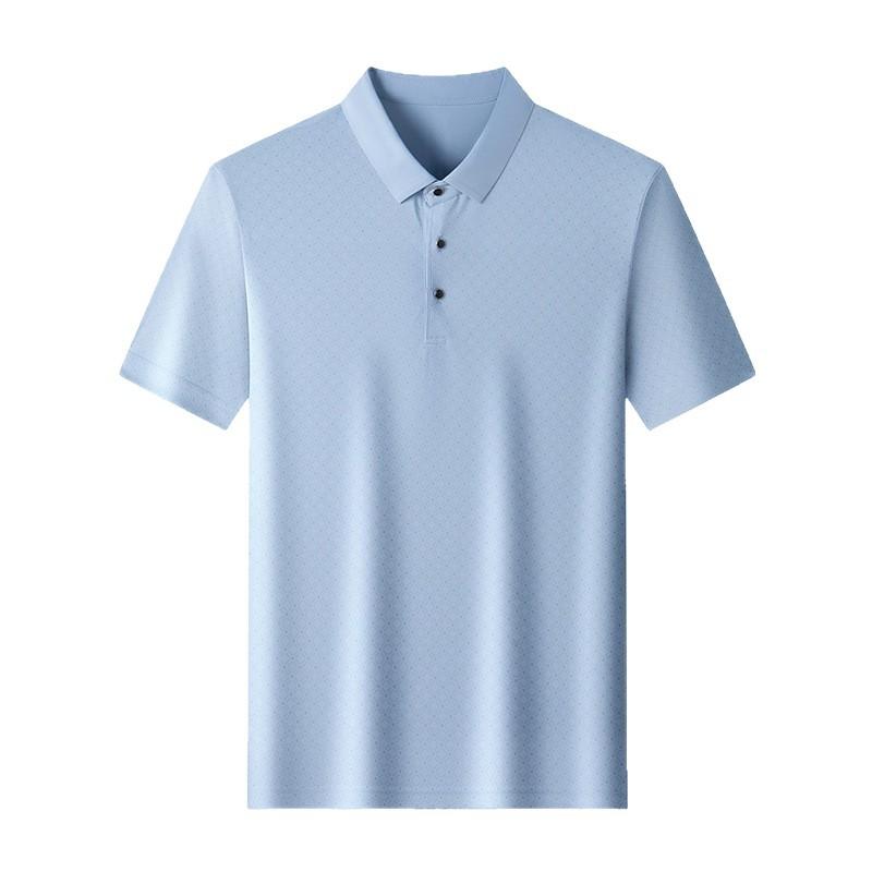 Summer Men's Middle-Aged & Young Lapel Collar Breathable Printed Fashion Casual Short Sleeve T-Shirt Polo Shirt