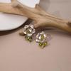 Sweet Diamond-Studded Flower Stud Earrings - Hepburn Style, Minimalist Luxury Jewelry