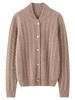 Women's Plus Size Cashmere Stand Collar Thick Knit Cardigan Sweater, Long Sleeve Loose Fit.