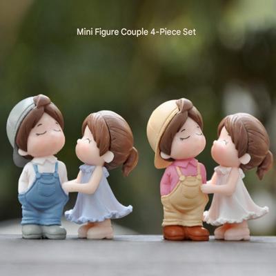 Couple Lovers Decorative Doll Figure 4-piece Set