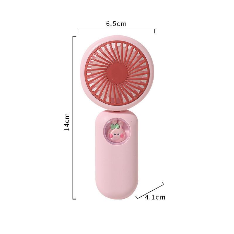 Cartoon Cute Pet Handheld Mini Fan Foldable Portable Usb Rechargeable Apricot/ Pink)