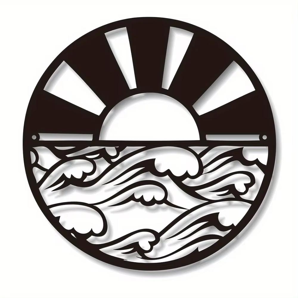 Sunrise Metal Sign Sun & Waves Wall Art Stylish Beach Room Decor Elegant Wall Art & Decoration Perfect for Coastal Themes
