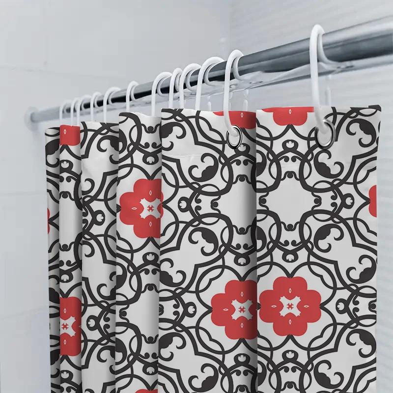 Elegant Floral Shower Curtain Rustic Boho Style With Peacock Design 3D Printed Waterproof Bath Mat Set For Bathroom Decoration
