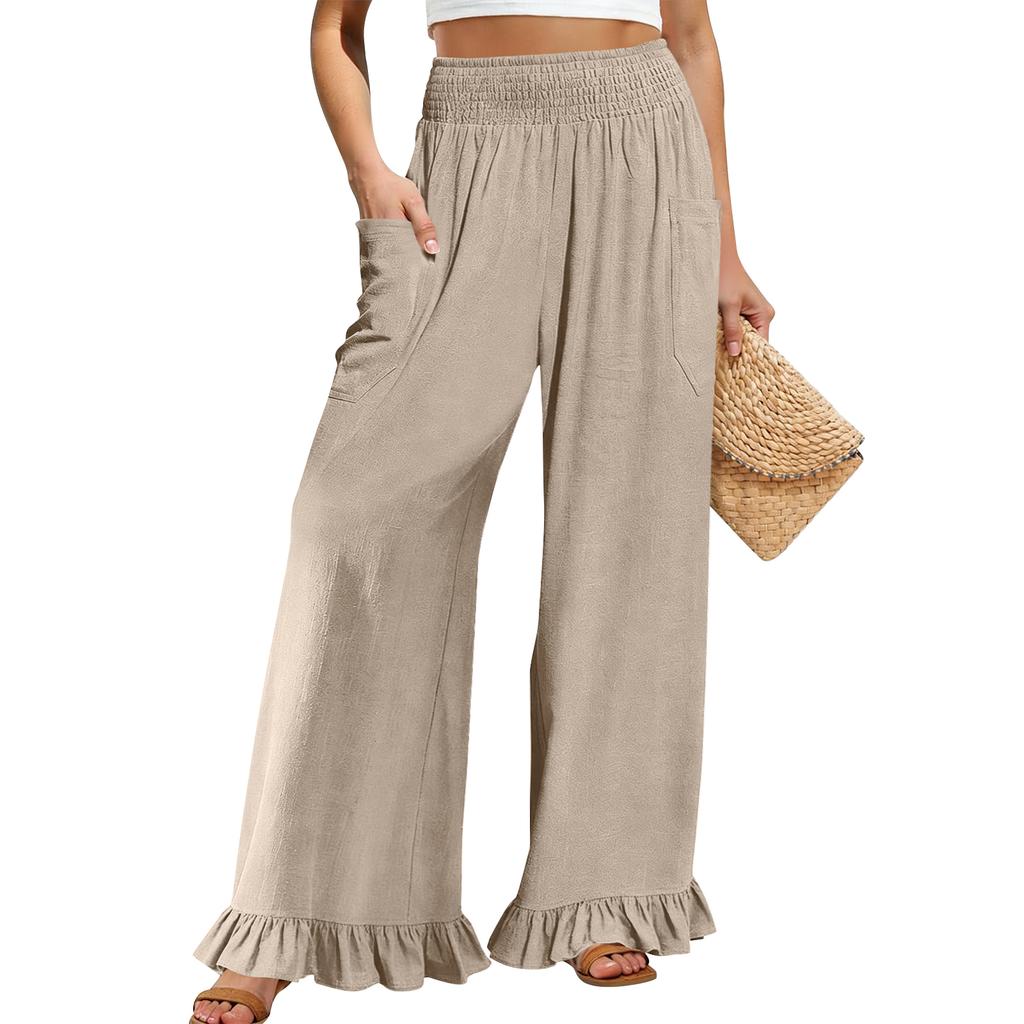Women's Wide-leg Pants With Pockets, Comfortable Dress Pants, Women's High-waisted Business Casual Pants