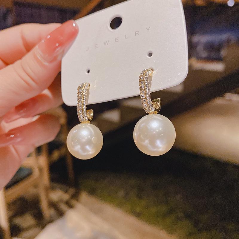 S925 Silver Pearl Stud Earrings - Elegant Korean Style