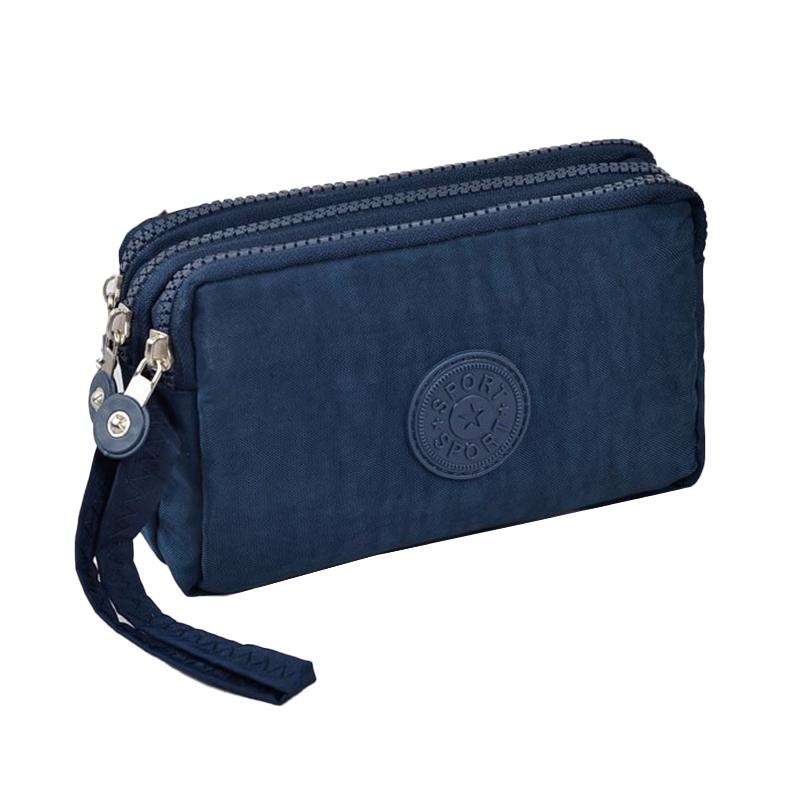 1 Stück Damen Mode Make-up Handtasche Kurze Handy-Tasche Tragbare Geldbörse Beutel Einfarbig 3-lagiger Reißverschluss