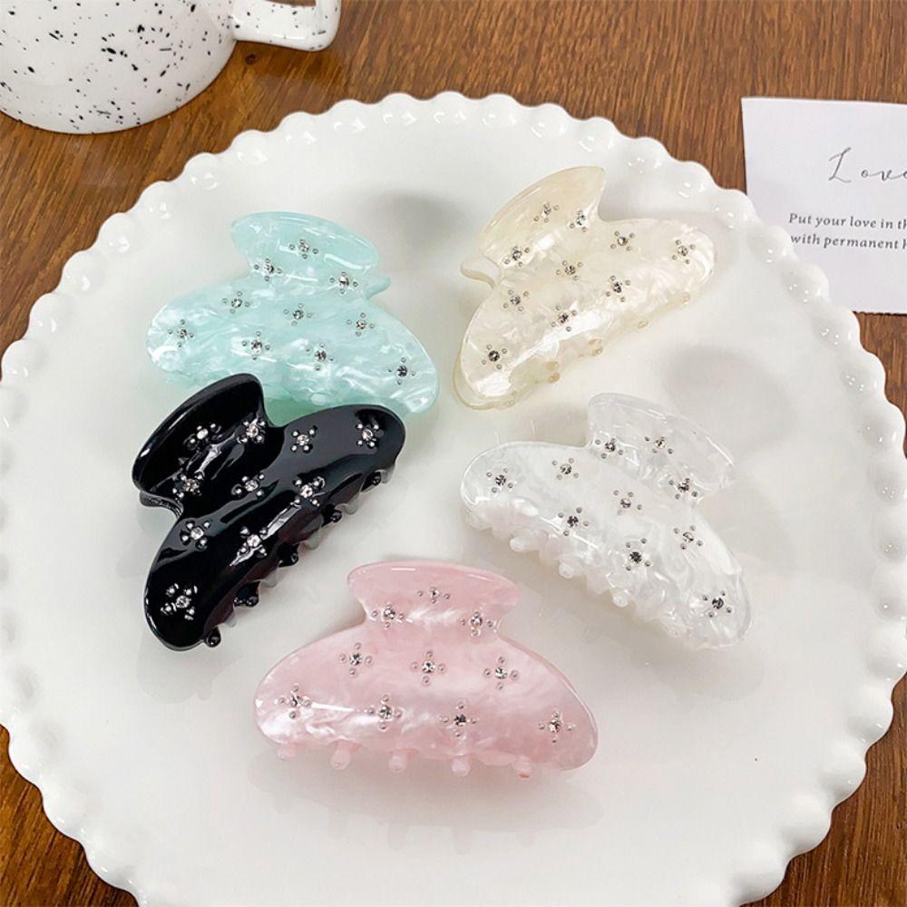 Rhinestone Transparent Acetate Hair Claw Butterfly Rhinestone Hair Claw  Streetwear