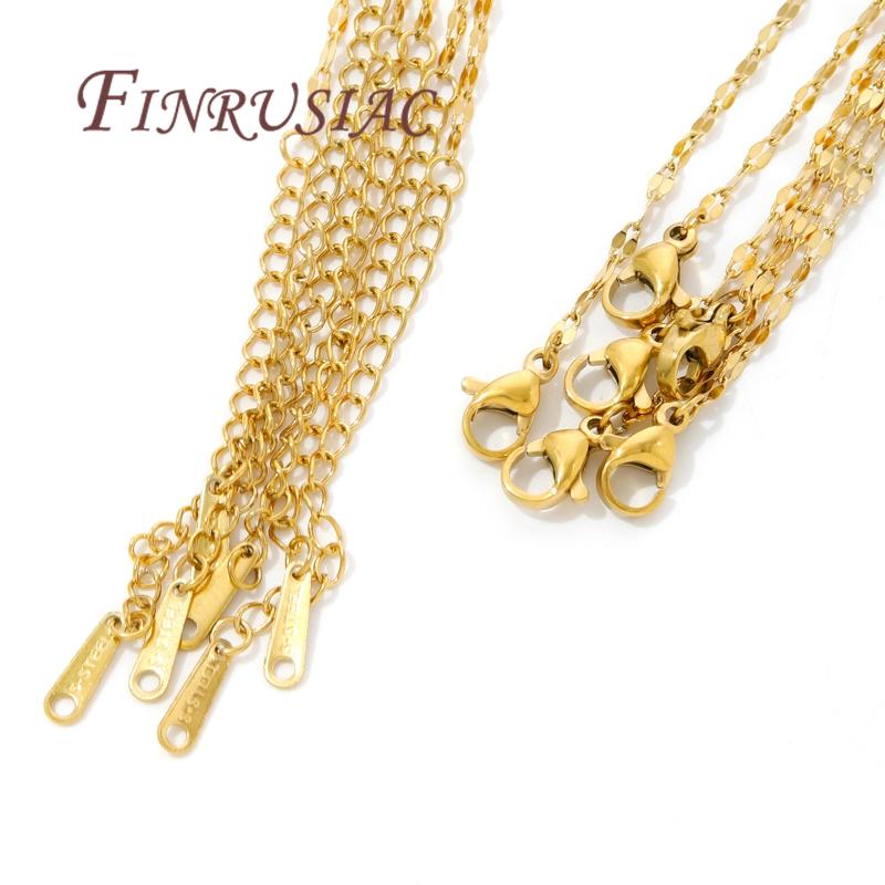 Stainless Steel Chain For Necklace Gold Adjustable Chains With Lobster Clasp For Jewelry Making Supplies DIY Accessories