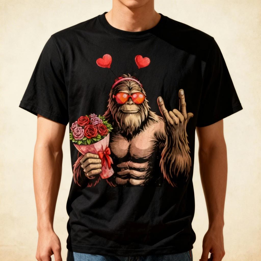 Funny Valentines Day Bigfoot Heart Sasquatch T-Shirt