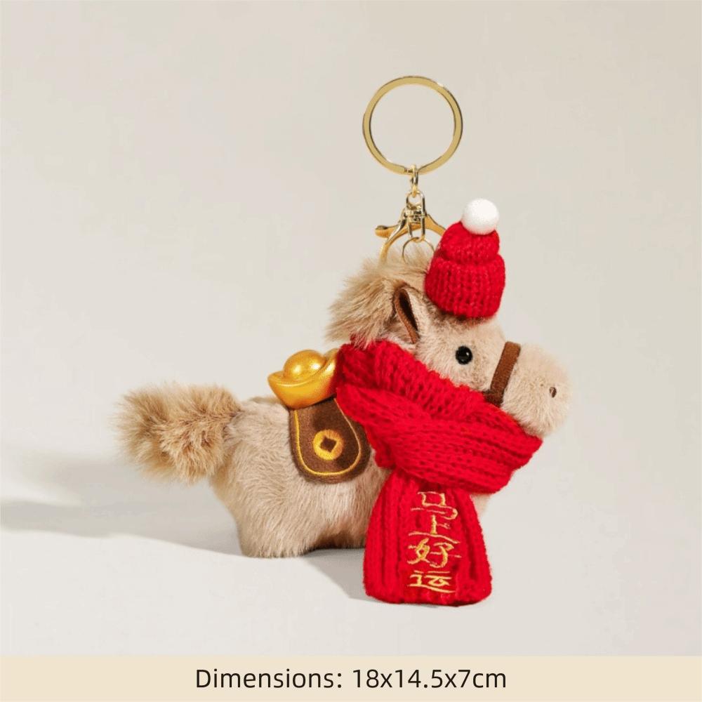 Cute Plush Horse Key Chain Mascot Dolls Stuffed Animal Key Ring  Car Decoration Style 5