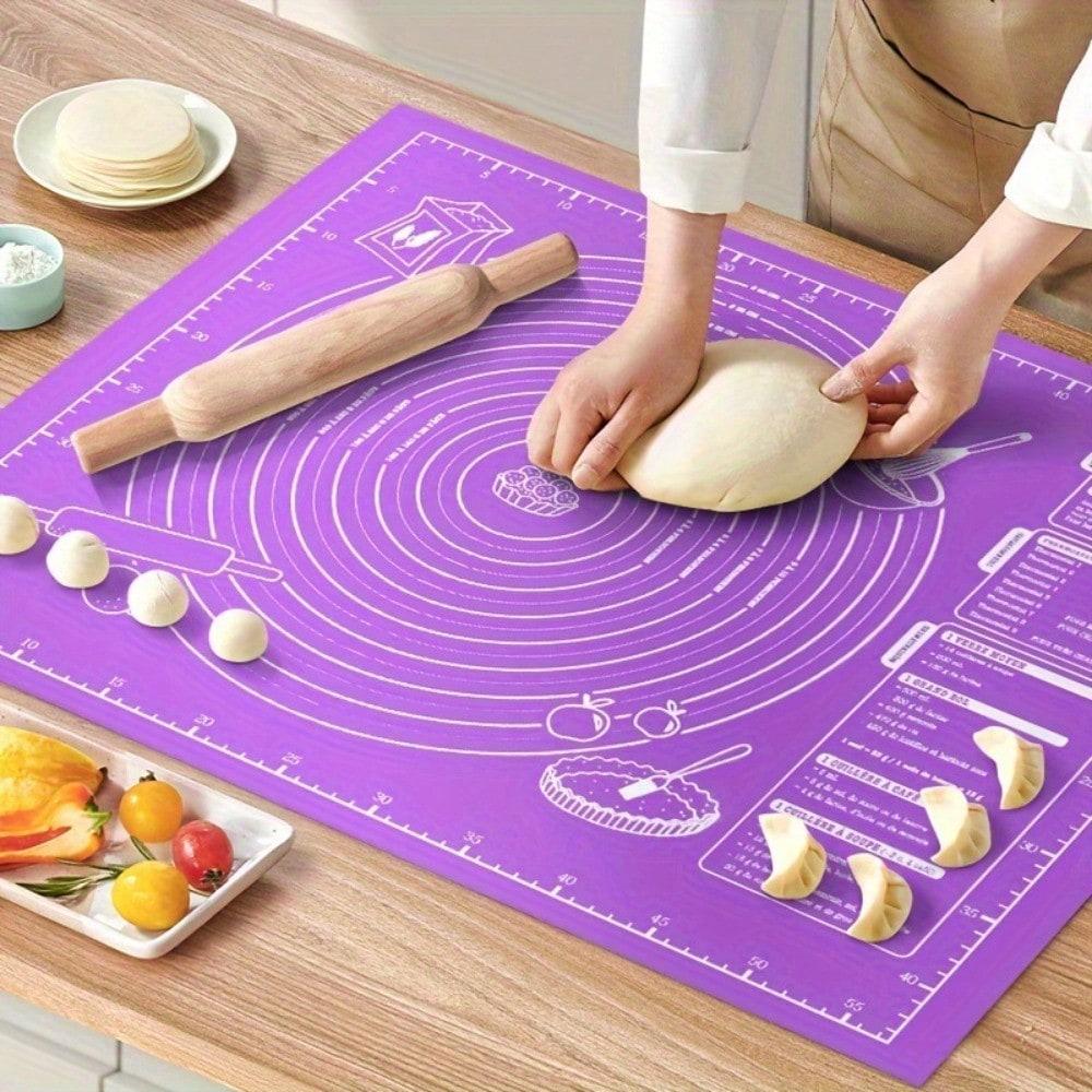 

Food GradePlasticRolling Mat with Measuring Tool Non Slip Kneading Mat, Easy To Clean Non Stick Baking Mat ReusableBakingUtensil фиолетовый