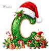 Santa Hat Letter Tree Pendant 26 Alphabet Christmas Ornament, Personalized Letters Acrylic Hanging Decoration with Festive Elf Pattern Initial