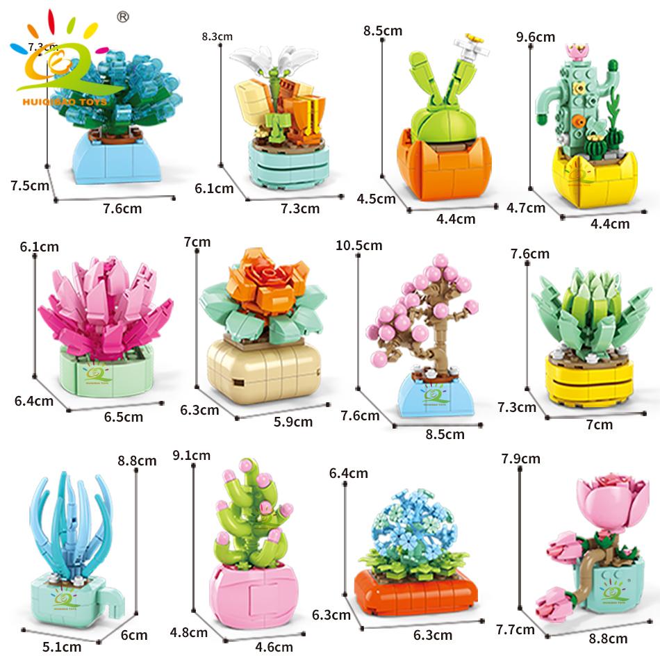 Non-Toxic Moc Flower Succulent Potted Model Building Block Diy Eternal Bouquet Home Desk Plant Decor Brick Children Gift Children Toy