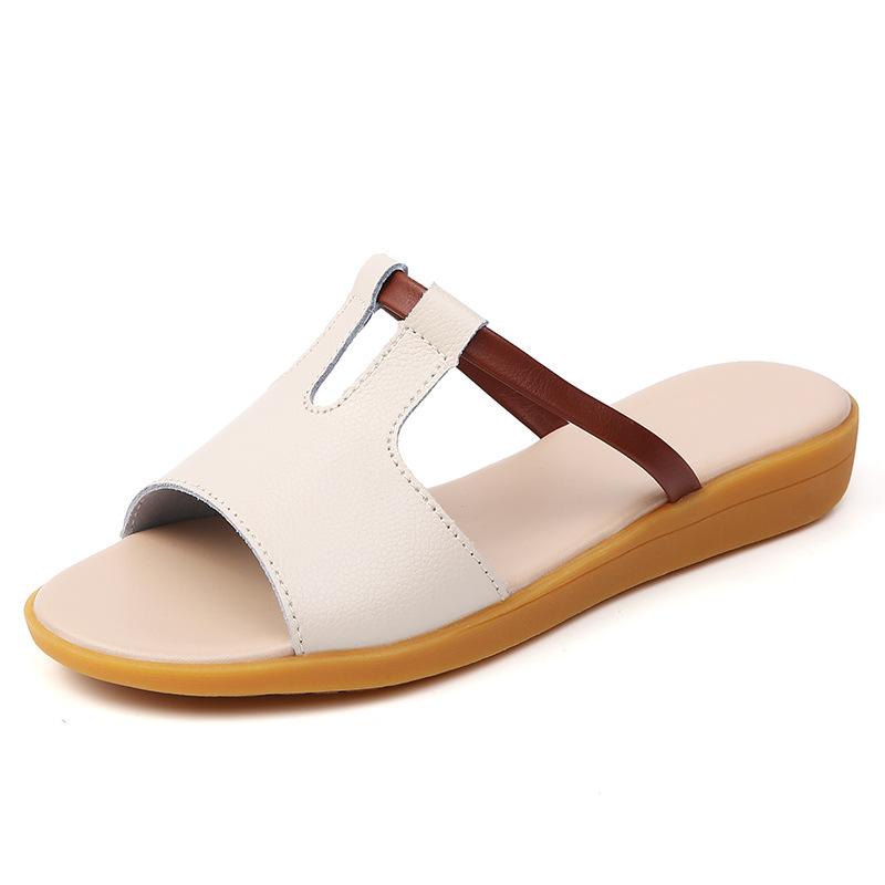 

Летние сандалии из коровьей кожи для женщин, модные туфли на плоской подошве для мамы, большого размера, сандалии для беременных женщин 41