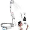 Camping Shower, Portable Shower Pump Power by Rechargeable Battery with Led Light, Portable Shower for Camping, Multiple Spray Camp Shower Head for