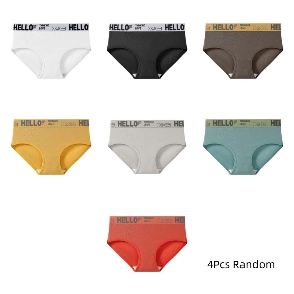 4Pcs Low Waist Women Cotton Panties Set Cotton Crotch Letter Underpants Adolescent