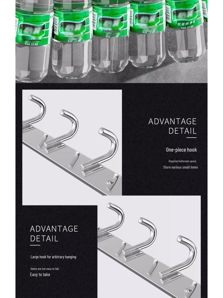 304 Stainless Steel Wall-Mounted Hook Rack for Kitchen & Bathroom