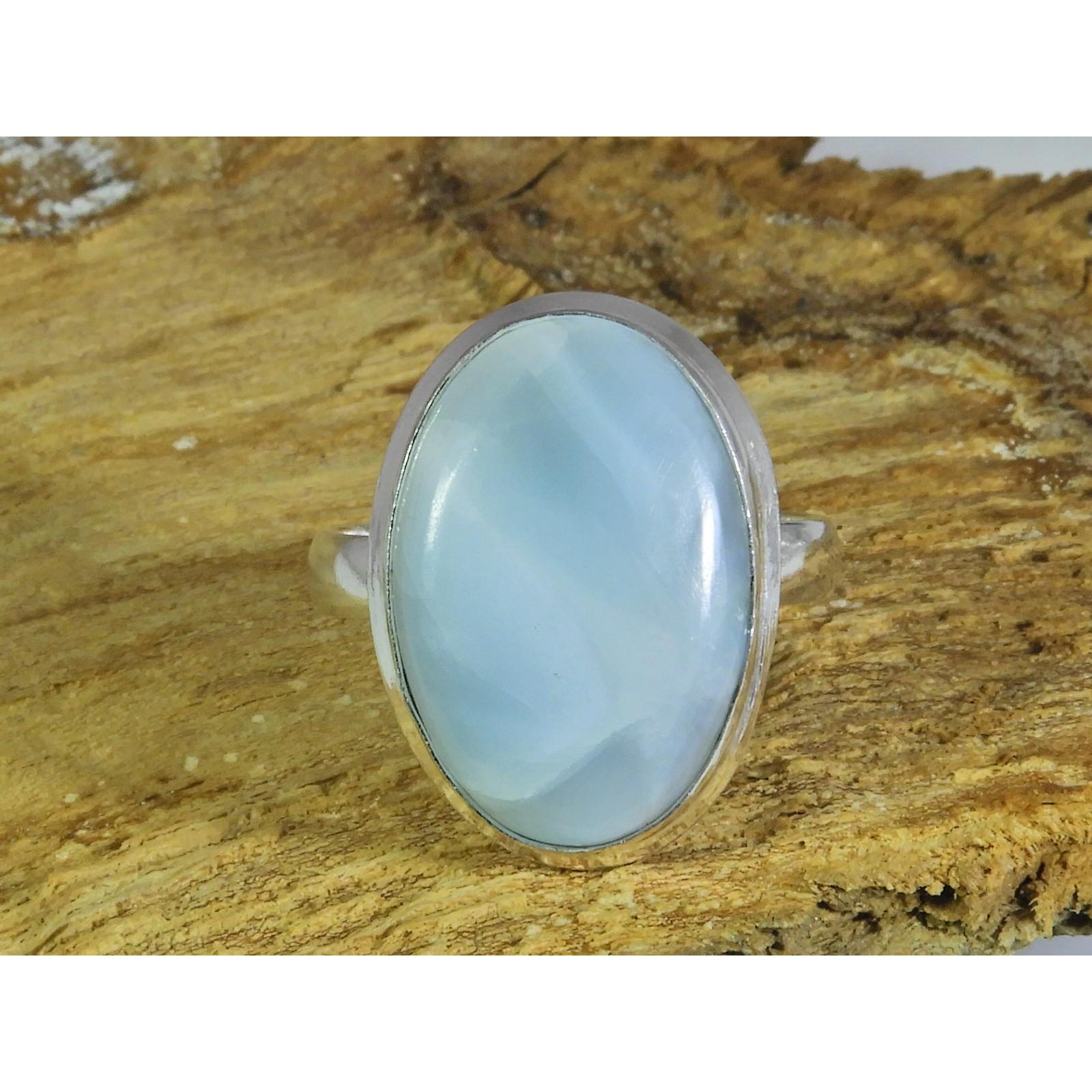 

Natural Larimar Pectolite 925 Solid Sterling Silver Ring Size US-9 PG-99