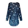 Women's Fashionable Loose-Fit Button-Down Collar Christmas Print Long-Sleeved Top