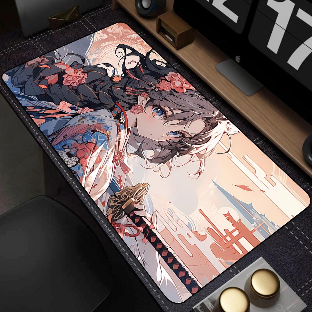 Cute Pretty Anime Girl Large Mouse Pad 400x900mm Xxl Gamer Mouse Mat Office Table Mat Kawaii Cartoon Desk Pad Gaming Accessories