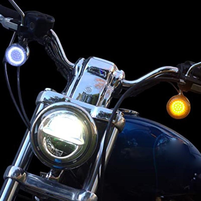 1 Pair 2'' Front LED Turn Signal Light Running Light Kit for Motorbike Alloy