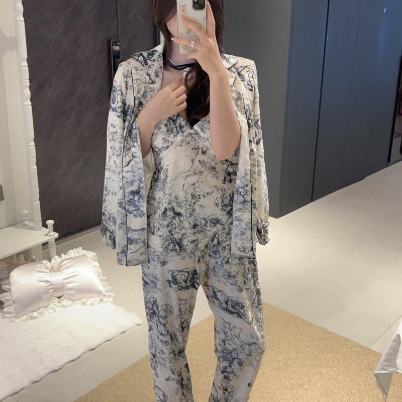 

Пижамный комплект из флиса высокого класса «Jungle Ink» для осени/зимы: Майка, Лонгслив и Брюки M