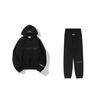 (black,M)Essentials 3d Silicone Letter Flocking Print American Sweater Jacket + Pants Casual Suit For Men And Women -CAN