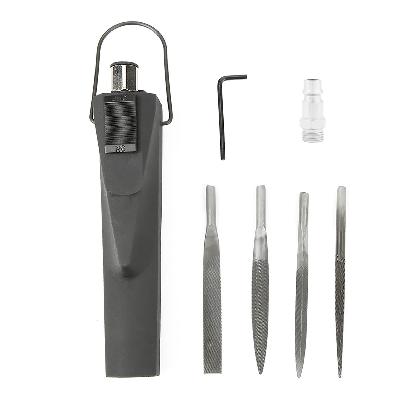 

Pneumatic Air Powered File Includes 1 Flat Cut 1 Half Round 1 Round & 1 Triangular File