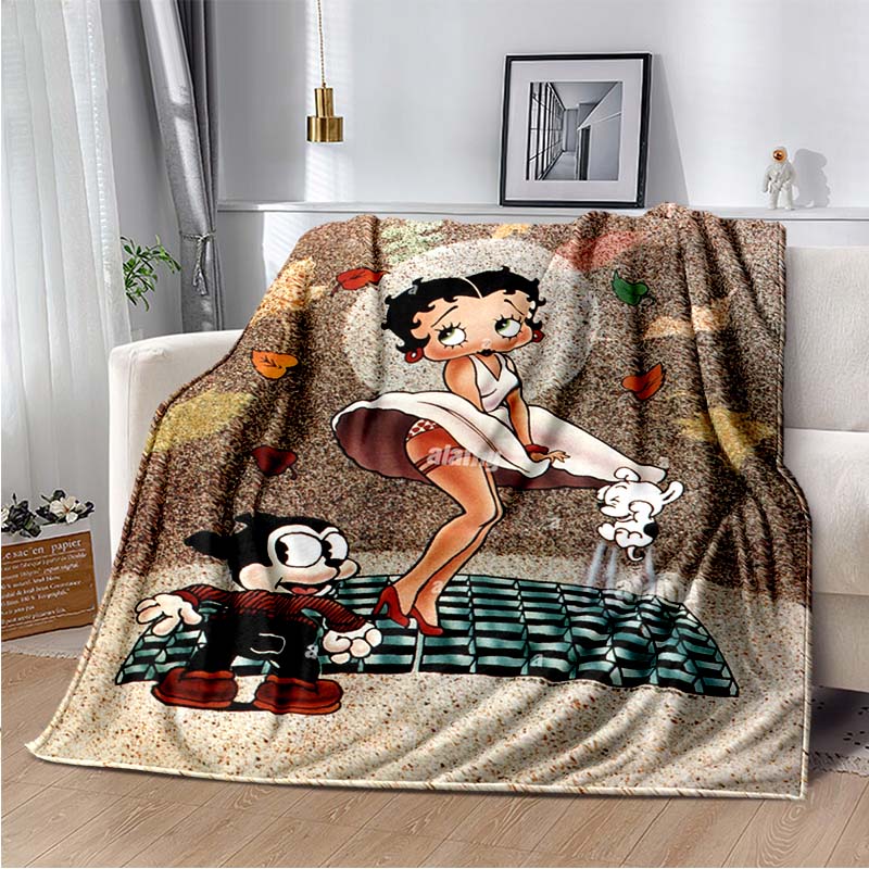Cartoon Anime cute B-Boop MISS Super Soft Throws Blanket,Warm Cozy Blanket for Bed,Couch,Sofa,Bedroom,Living Room,Travel,Camping