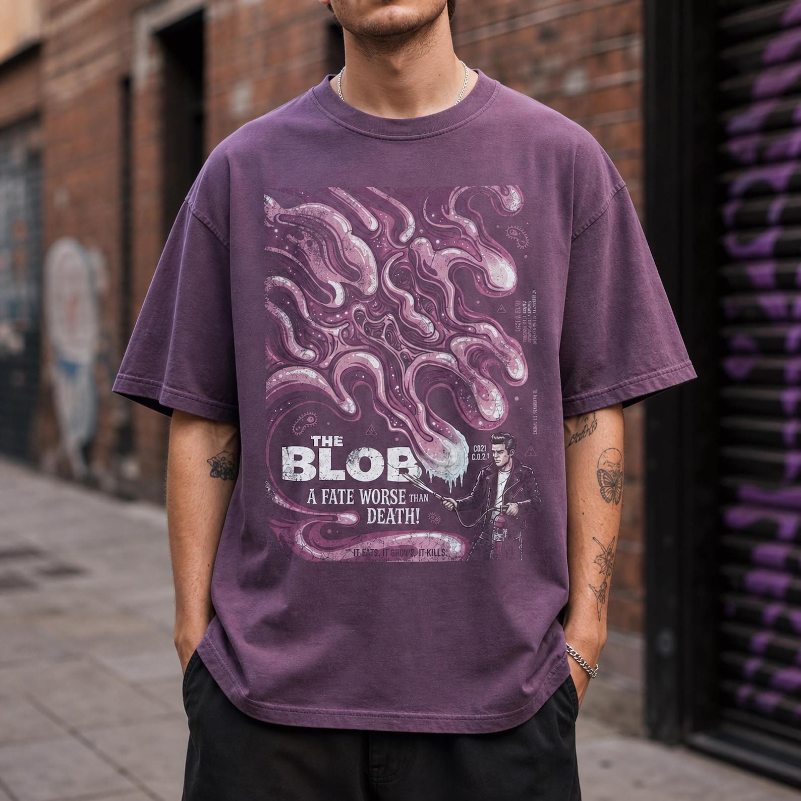 The Blob Shirt, vintage distressed monster movie tee, 50s sci fi horror S