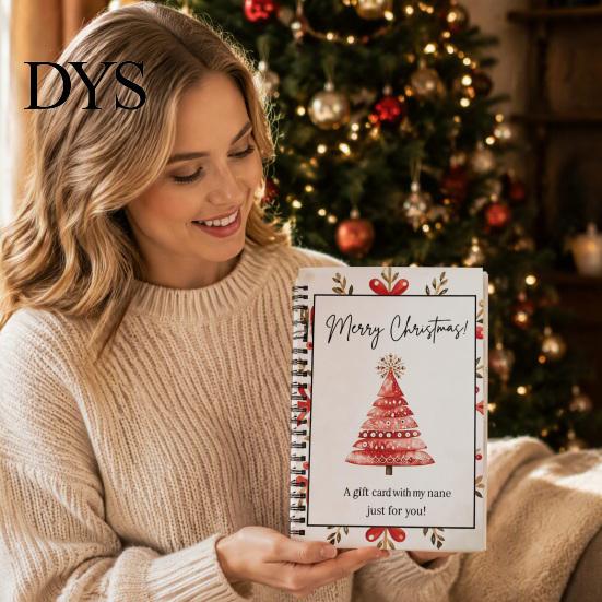 Commemorative Card Collection Book Highland Cow Christmas Organizer, Spiral Bound Storage Book, Durable Album Coil Binding Portable for Gift Cards And