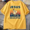Jesus The Ultimate Deadlifter T Shirts Religious Faith Gym Tshirt Funny Cotton Tshirt Unisexs Streetwear Loose Male Clothing