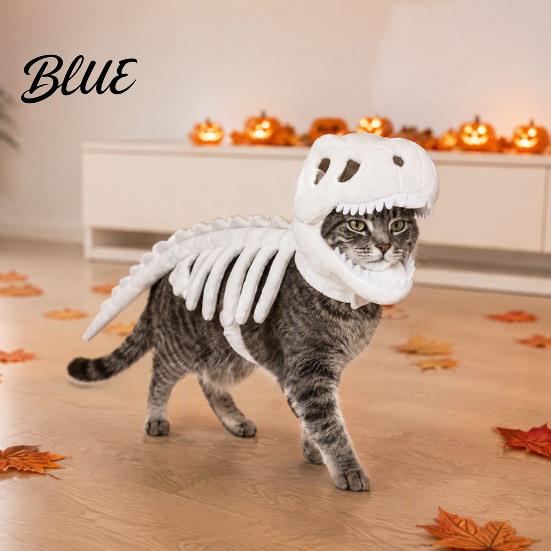 Divertente Costume da Festival per Animali Domestici Costume Scheletro di Dinosauro per Animali Domestici Apparel 3D Luminoso al Buio Halloween Cani Vestito Dino Gatti Cosplay Festa Festiva Divertente